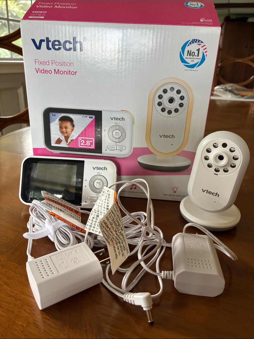 VTech White Fixed-Position Video Baby Monitor - 2.8" Screen- no WiFi